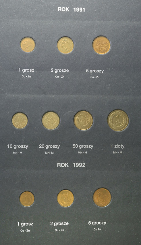 III. RP. Album rocznikowy z monetami obiegowymi z lat 1990-1995